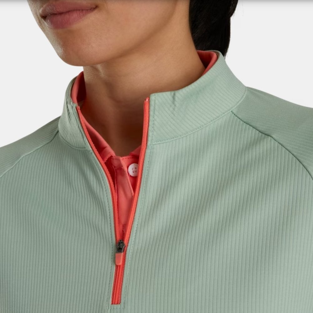 FootJoy - Women Sweater Half-Zip Rib Mid-Layer Sage Color Size